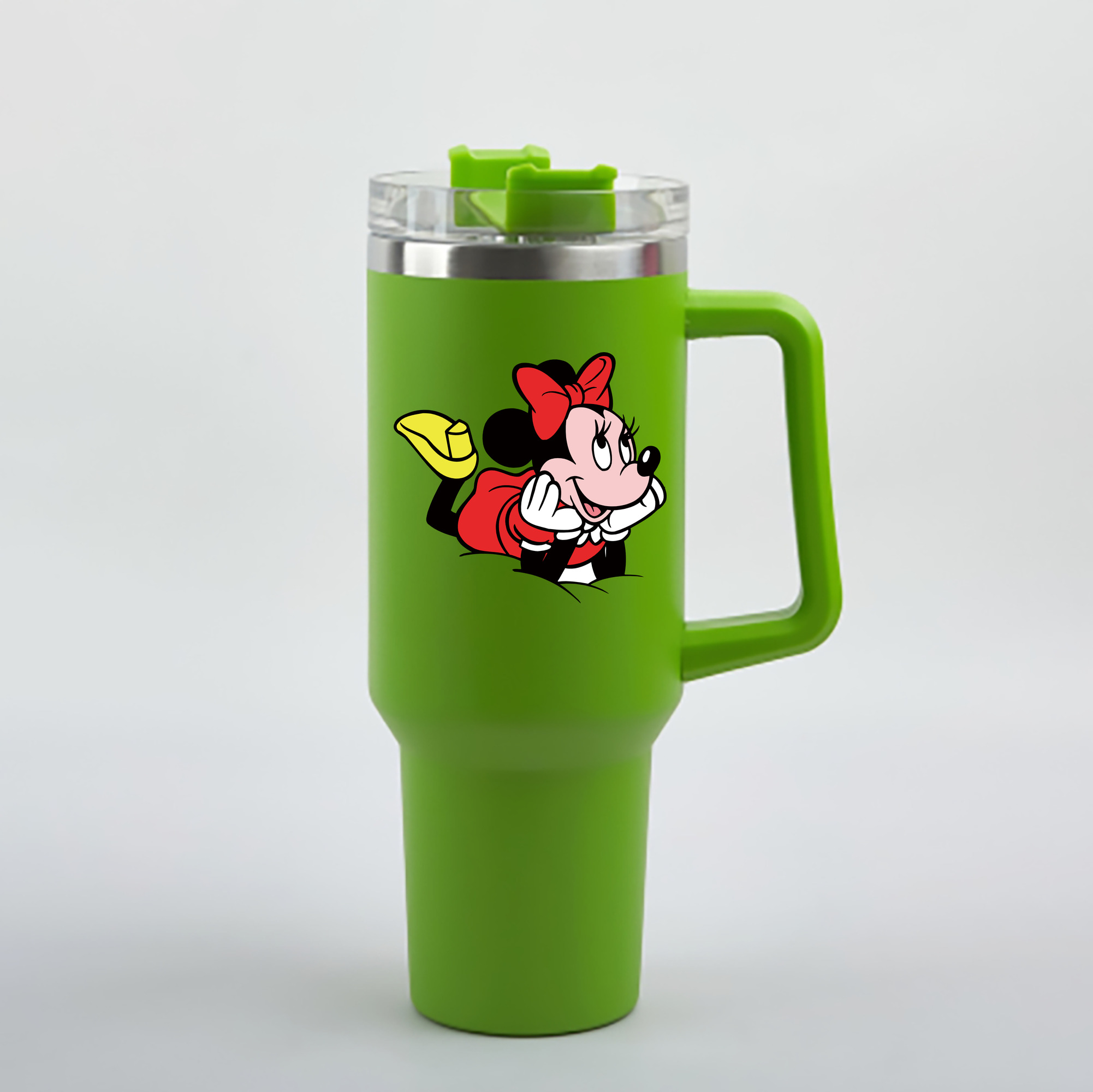 （画像用） ミッキーマウス Mickey Mouse 1200mL車用タンブラー - クリスタルステッカー（プラスチックストロー付き）